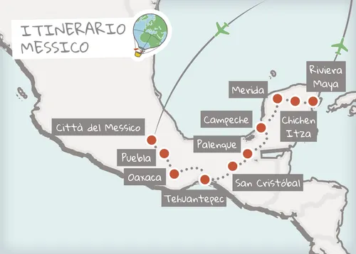 mappa itinerario Messico